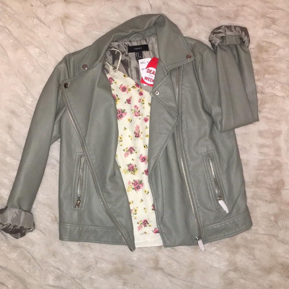 Muted Green Leather Jacket